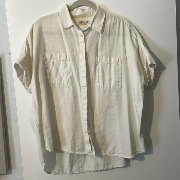 Madewell Boxy Button Down Top - white 100% cotton - Picture 1 of 5